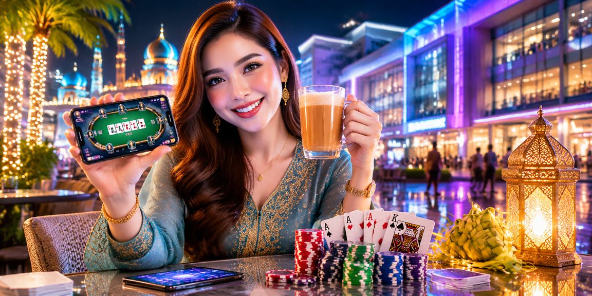 Permainan poker kasino sempena Hari Raya di Johor Bahru dengan suasana perayaan